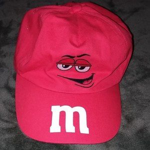 RED M & M Cotton Cap / Hat Excellent Condition Unisex Adjustable Back